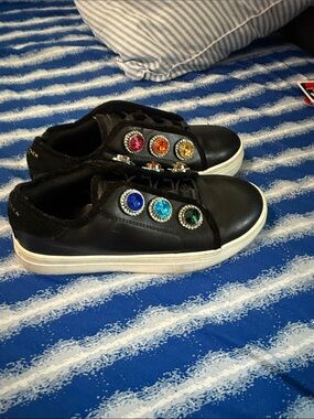 Kurt Geiger Black Kids Sneakers with Multicolor Jewel Embellishments